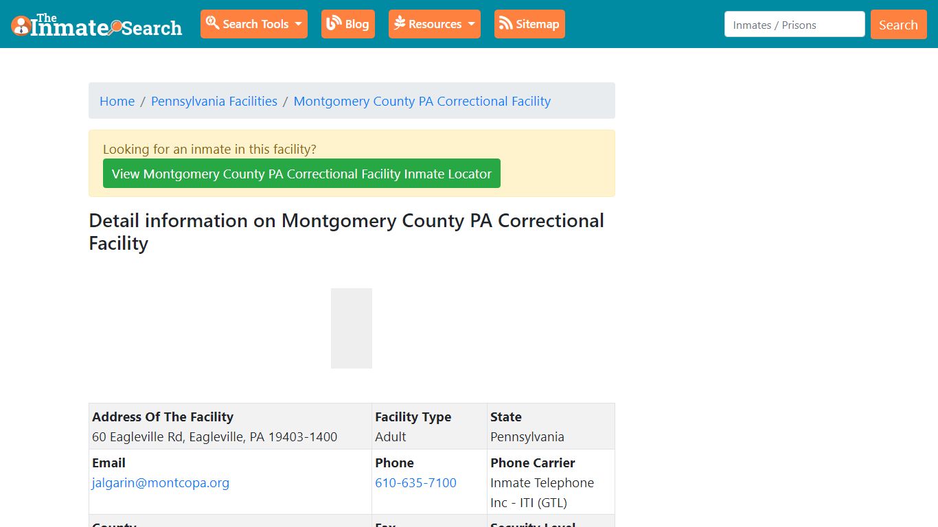 Information on Montgomery County PA Correctional Facility